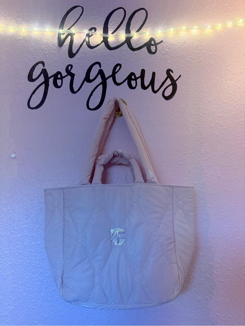 Charlotte tilbury Quilted Light pink Tote Bag - Women's Everyday Handbag